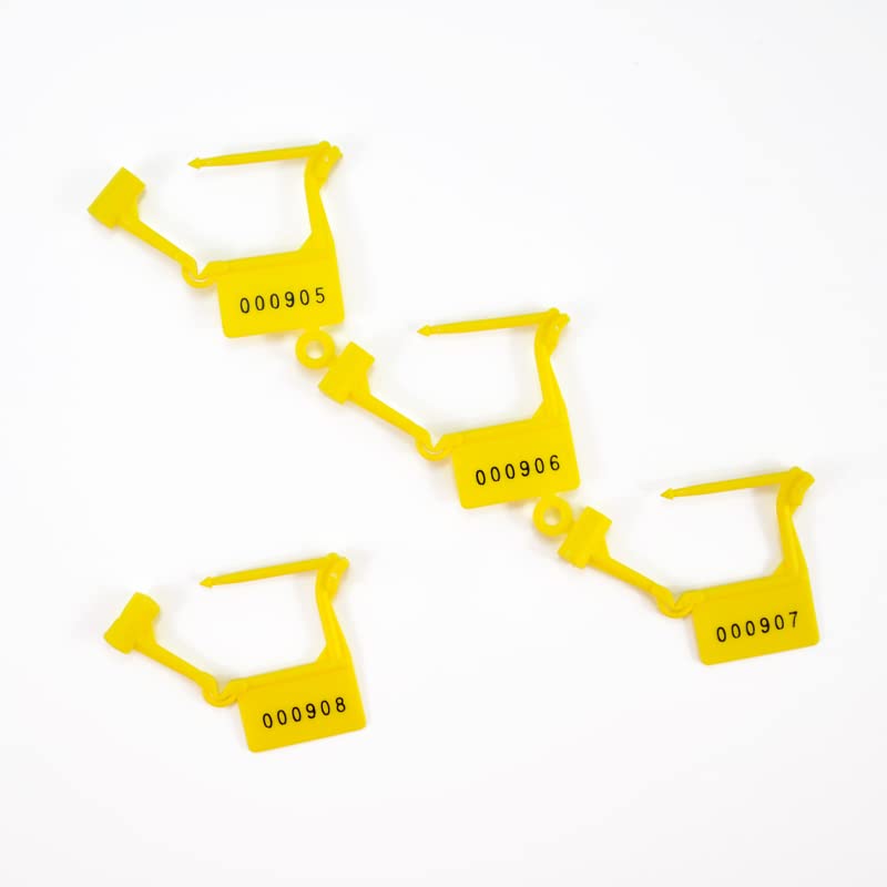 LeadSeals Plastic Security Padlock Seals Numbered Tamper Proof Disposable Self-Locking Plastic Medical Tags (Pack of 100 PCS) (Yellow) - Image 3